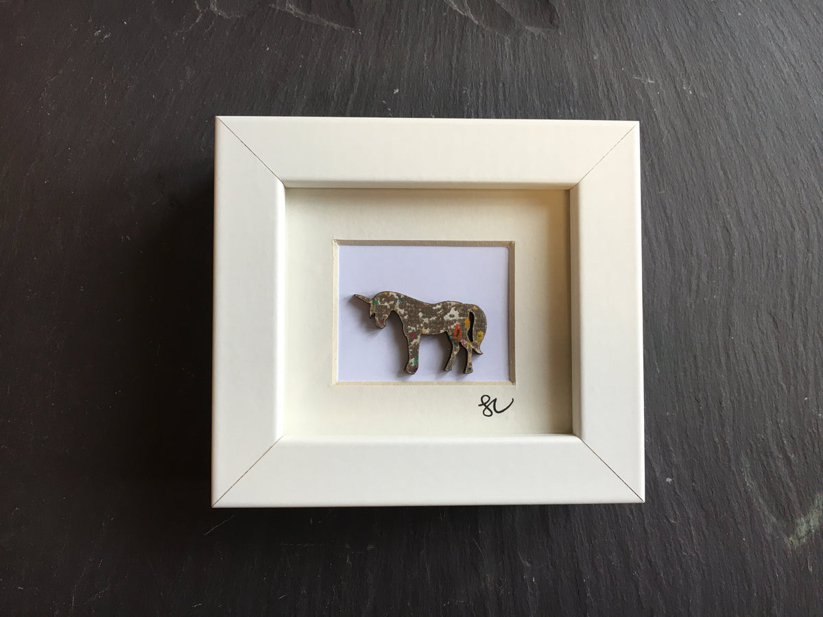 Horse framed assemblage by Sophie Court