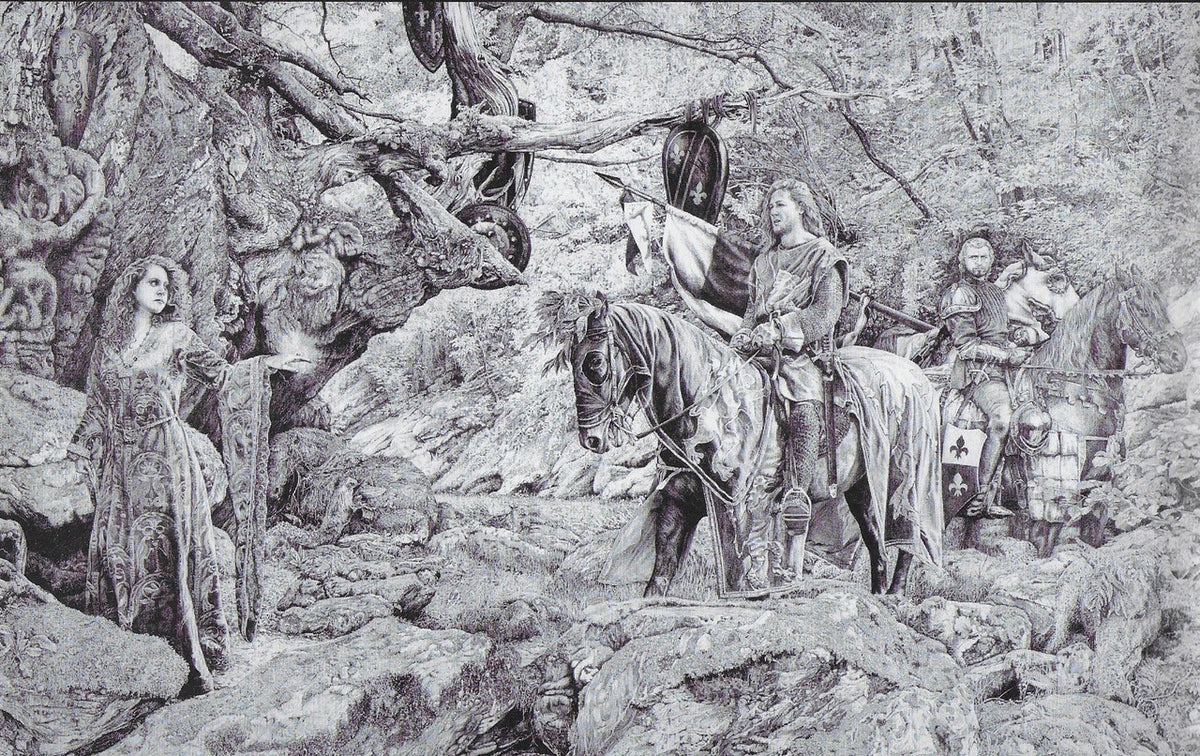 In the Valley of Morgana Le Fay - Original Drawing by Ed Org