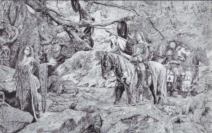 In the Valley of Morgana Le Fay - Original Drawing by Ed Org