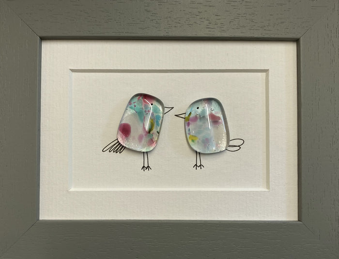 Sweet Tweet - Two Birds - Fused Glass and Illustration (NB179) by Niko Brown
