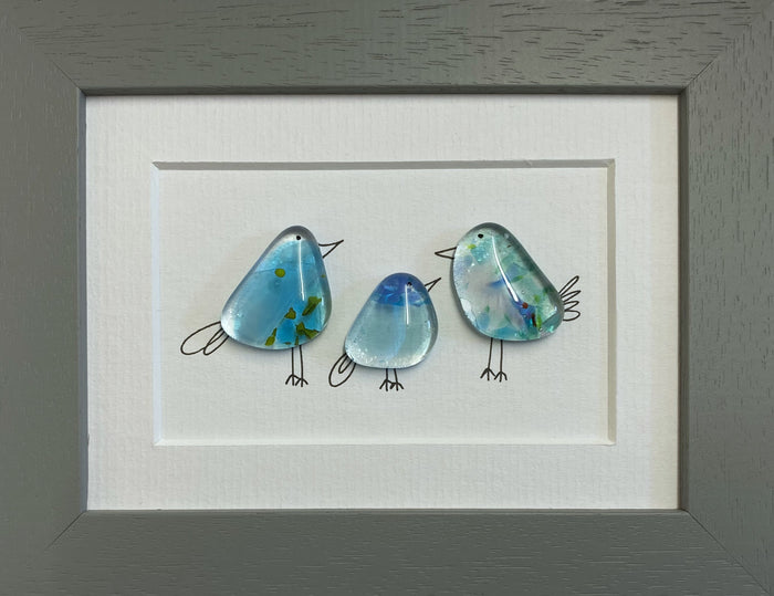 Sweet Tweet - Three Birds - Fused Glass and Illustration (NB193) by Niko Brown