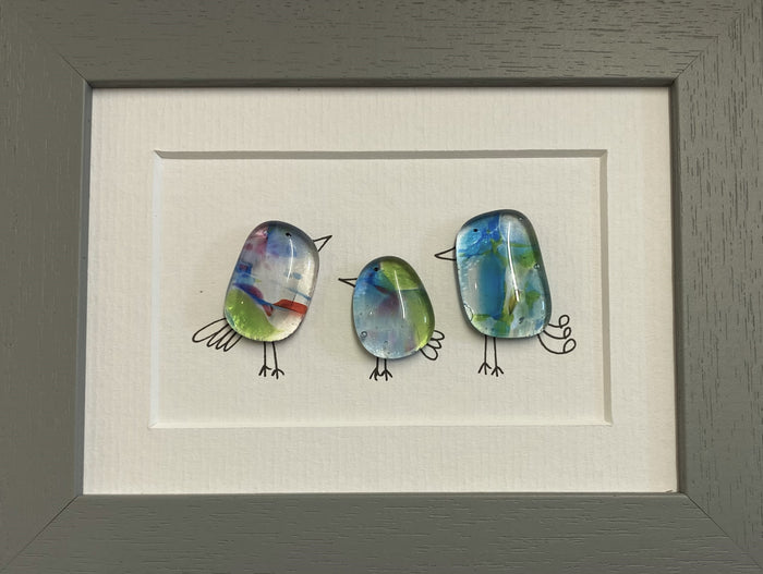 Sweet Tweet - Three Birds - Fused Glass and Illustration (NB196) by Niko Brown
