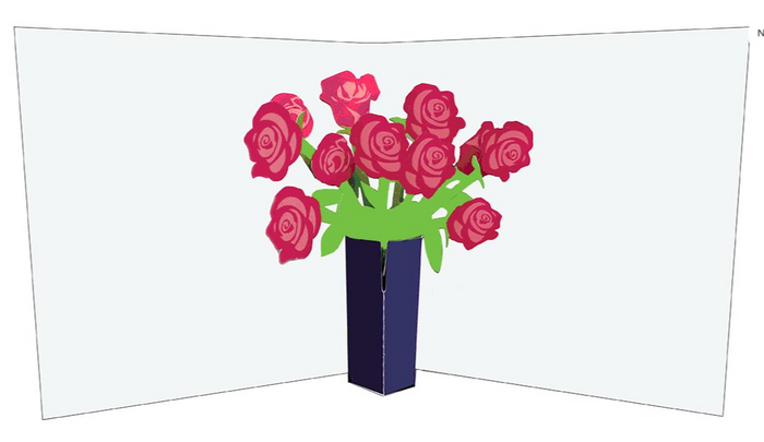 Pop-Up Greetings Card - Vase of Roses