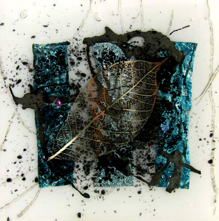 Jenny Hoole - Teal and White Dish Gold Leaf