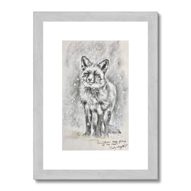 Snowflake Fox Antique Framed & Mounted Print