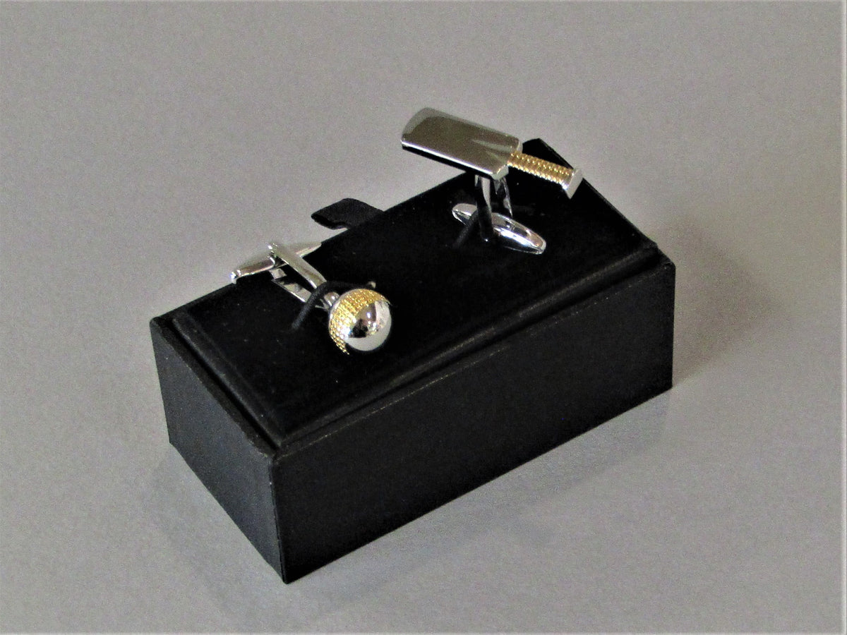 Cricket Bat&Ball Design, Pewter Cufflinks