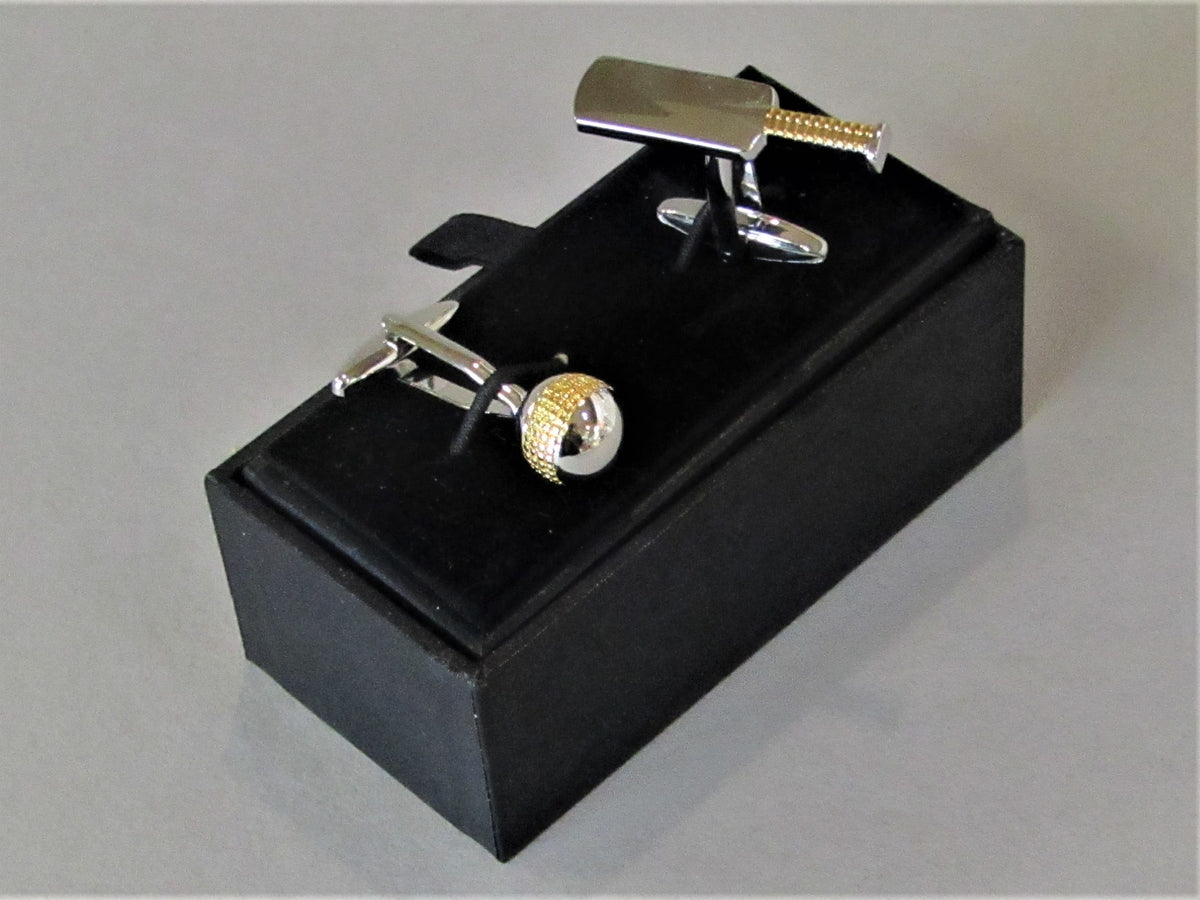 Cricket Bat&Ball Design, Pewter Cufflinks