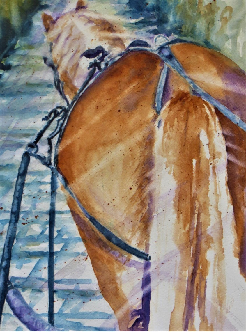 Driving Miss Daisy watercolour by Wendy Farringdon