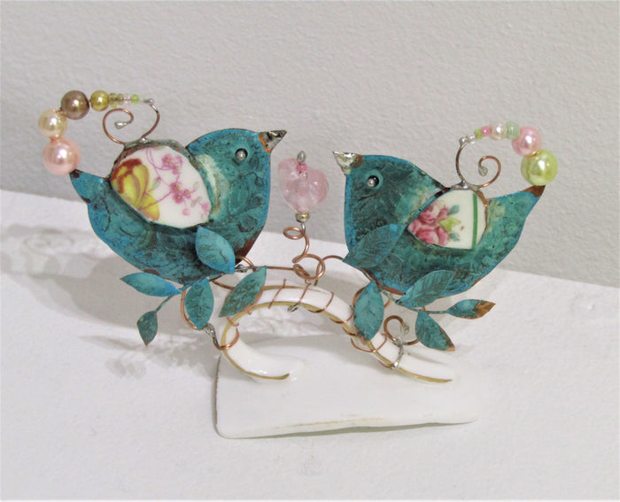 Lovebirds assemblage by Linda Lovatt