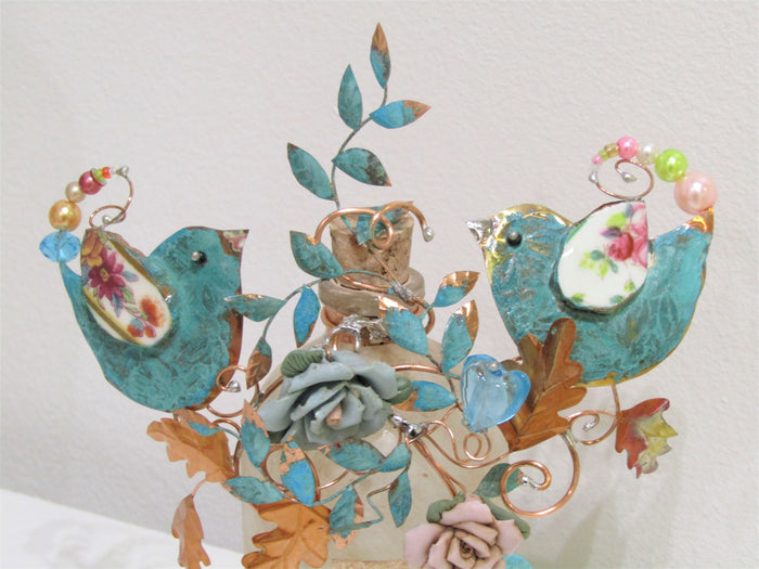 Love Birds assemblage by Linda Lovatt