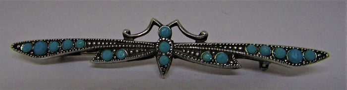 Turquoise Winged Long Dragonfly Brooch by Jess Lelong