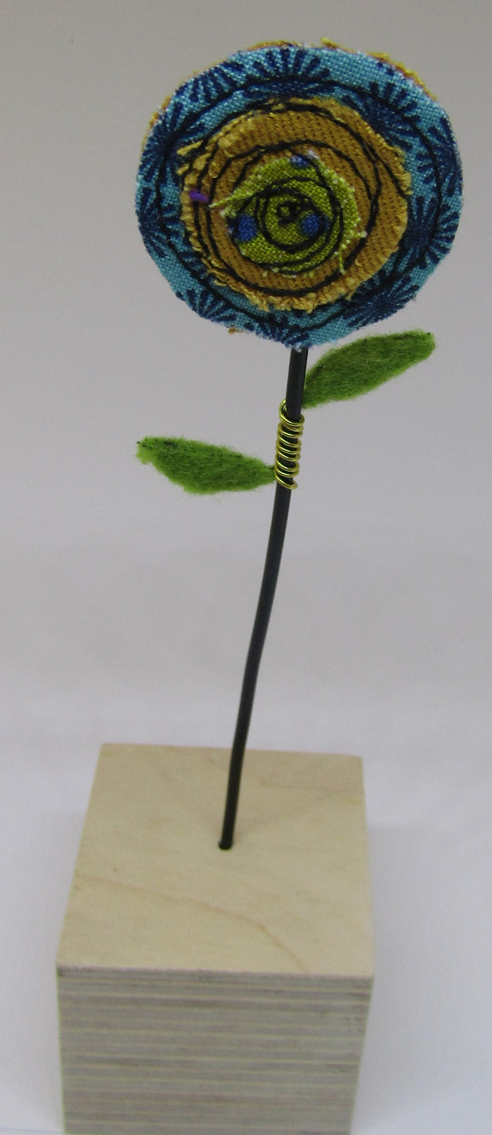 Mustard and Blue Single Poppy by Catherine Bell