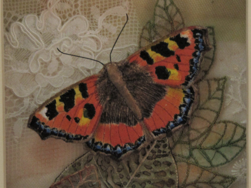 Framed Textile Tortoiseshell Butterfly by Vikki Lafford Garside