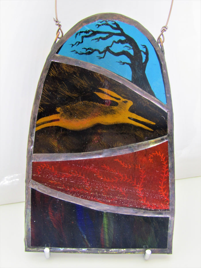 'Running Hare & Twisted Tree' - Glass by Debra Eden
