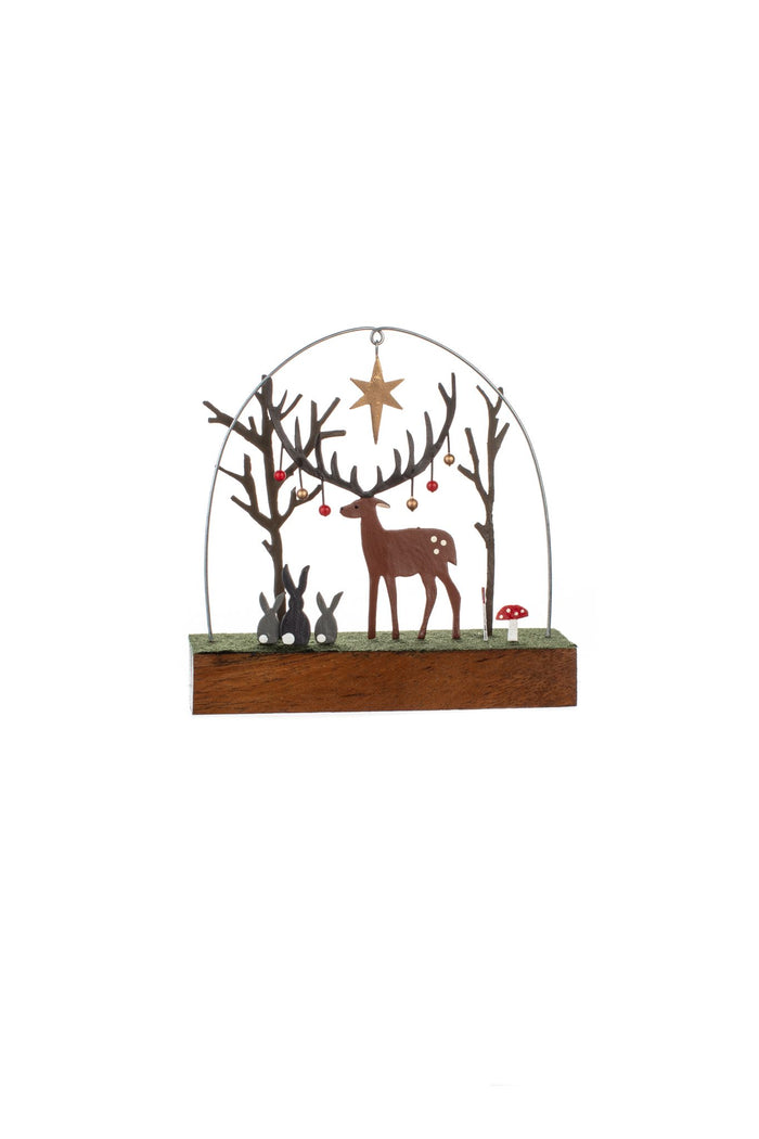 Bauble Stag on Block Xmas Decoration