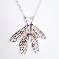 ‘Dancing Dragonfly’ Necklace - Sterling Silver with Opal by Chloe Romanos (CLR307)