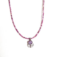 ‘Mycenae Ruby’ Necklace - Sterling Silver, Ruby Crystal and Ruby Beads by Chloe Romanos (CLR264)