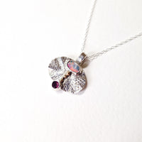 ‘Mycenae’ Necklace - Sterling Silver, Gold, Opal & Garnet by Chloe Romanos (CLR261)