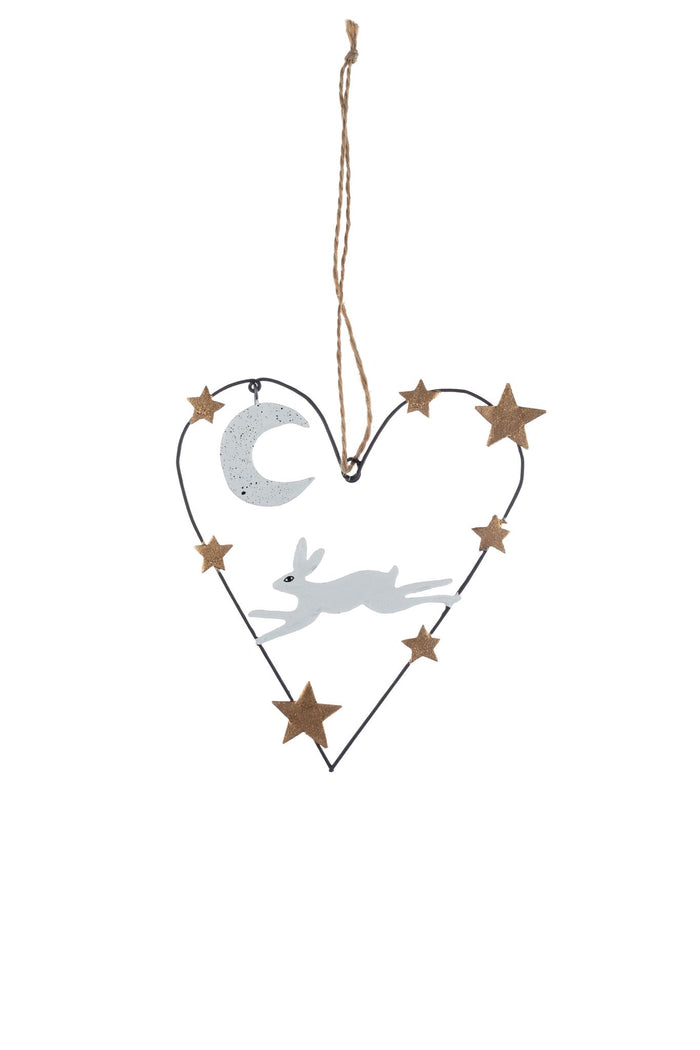 Running Hare in Heart Xmas Decoration