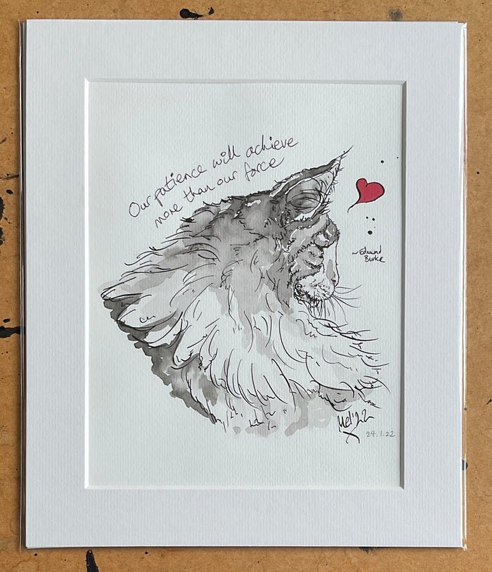 "Beauty Purr-sonified" - Pen & Ink Cat Drawing by Melanie Cairns