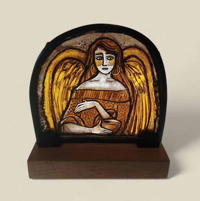 Angel & Bowl - hand-crafted stained glass by Rhiannon Powell