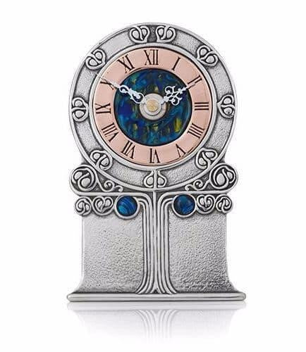 Arts & Crafts Archibald Knox Inspired Design Pewter, Copper & Enamel Clock AK44