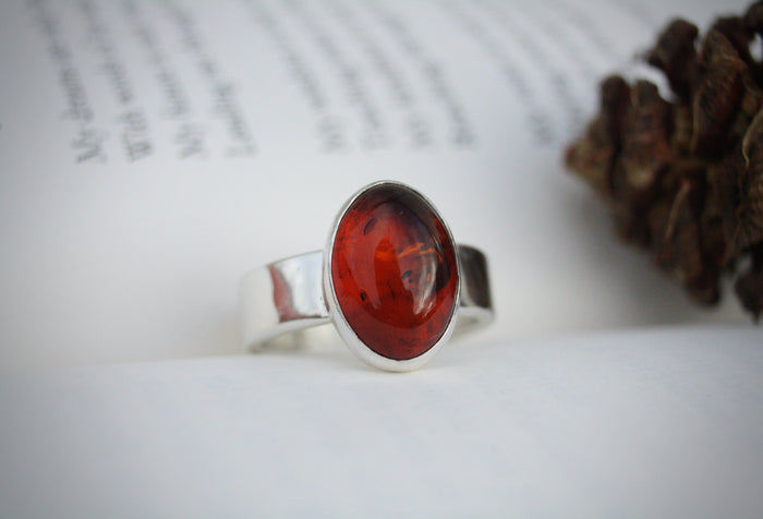 Autumn - Amber Ring - hand-crafted by Josh Chandler-Morris of Harsh Realm Jewellery