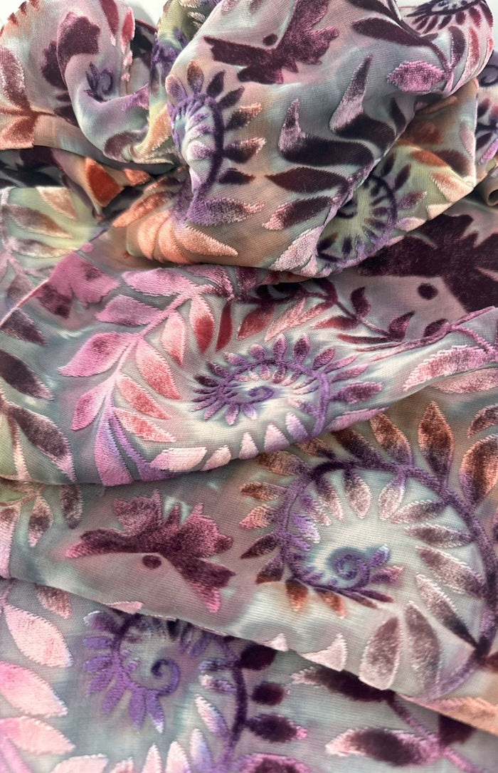 Autumnal Butterfly Design Hand Painted Devore Velvet Scarf by Diane Jones (DJ36)