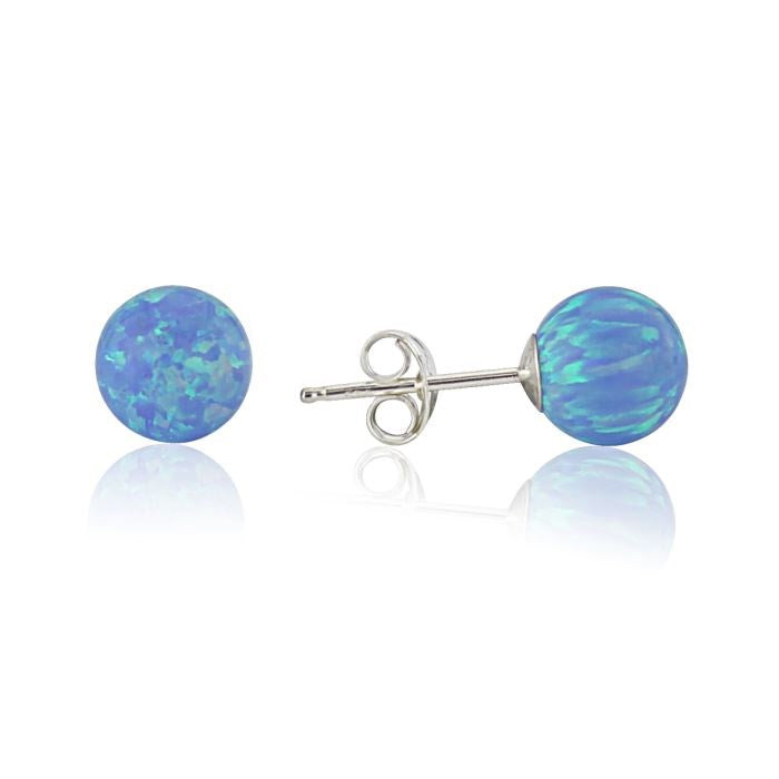 Blue 7mm Opal studs by Lavan.