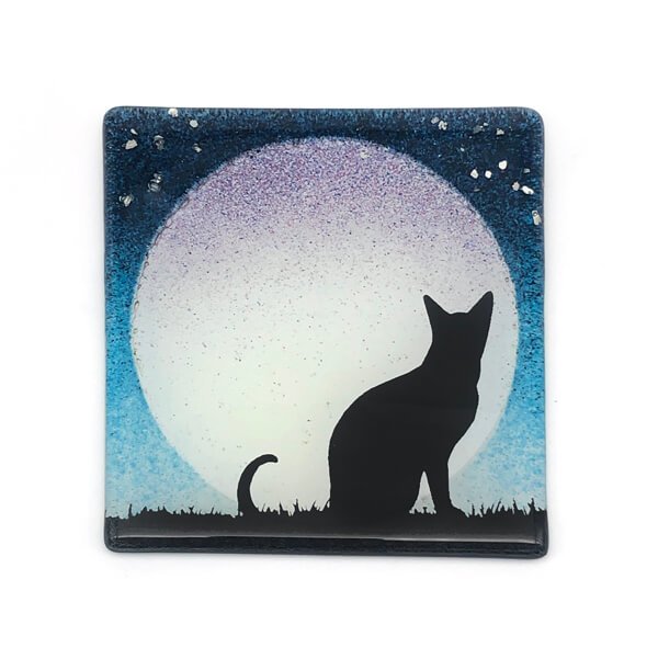 Glass Cat Coaster by Colette Halstead