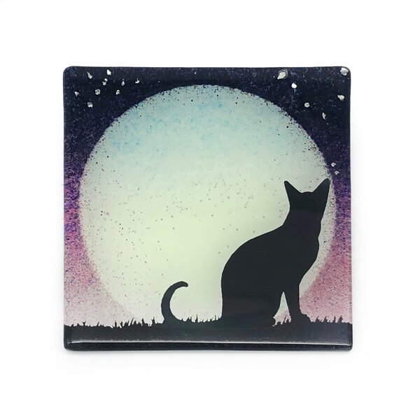 Glass Cat Coaster by Colette Halstead