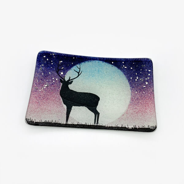 Glass Soap Dish, Stag Design by Colette Halstead