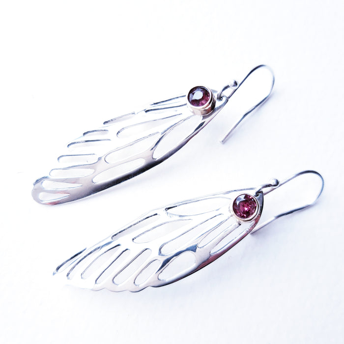 Pink Dragonfly Wings Earrings (CR05) - with tourmaline by Chloe Romanos
