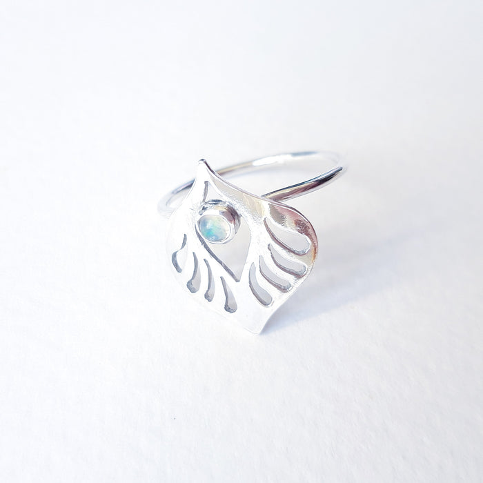 Peacock Feather Ring (CR10) - with opal by Chloe Romanos