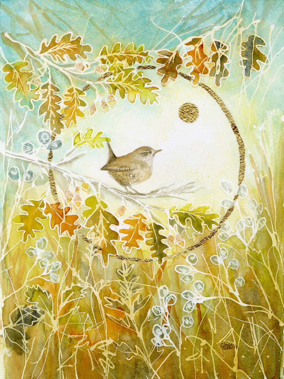 Autumn Day - hand embellished print by Clare Tebboth