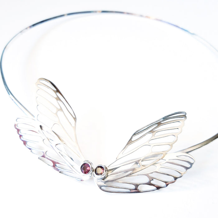 Dragonfly Necklet Pink (CR03) - tourmaline by Chloe Romanos