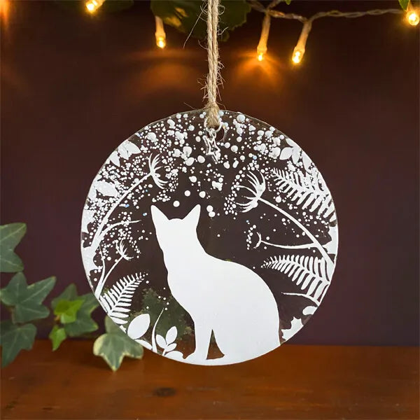Glass Cat Decoration by Colette Halstead