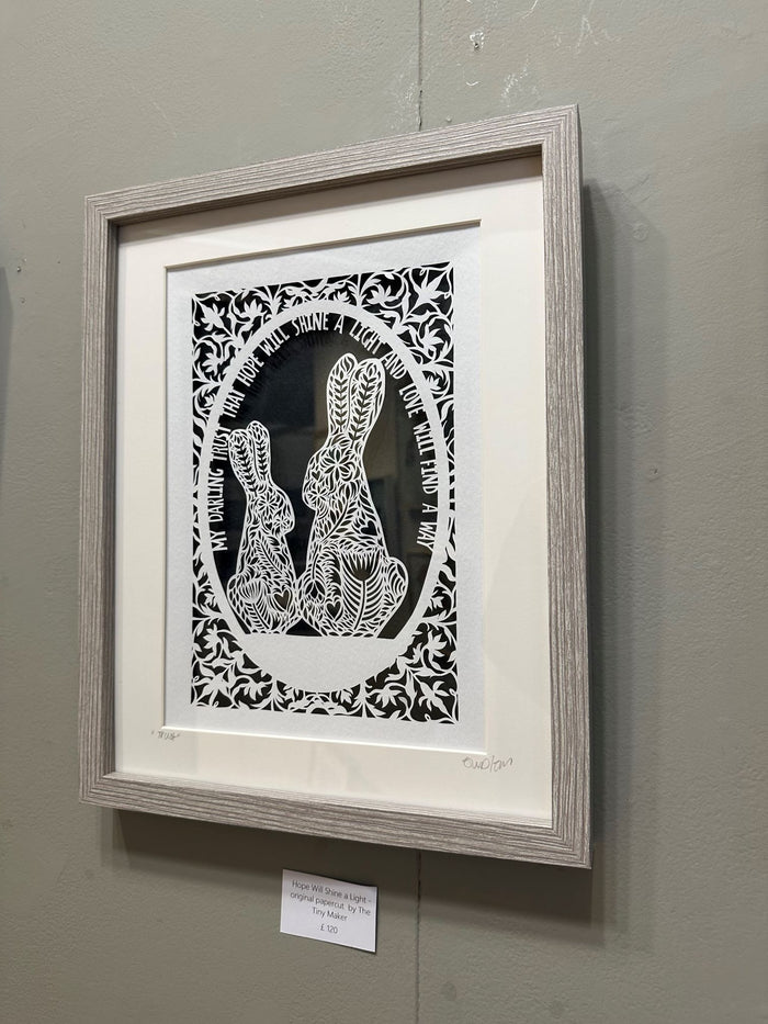 Trust Hope Will Shine a Light - hand-cut papercut by The Tiny Maker Papercuts