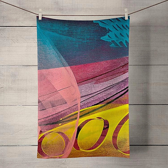 Layers of Light cotton tea towel with design by Amy Huitson