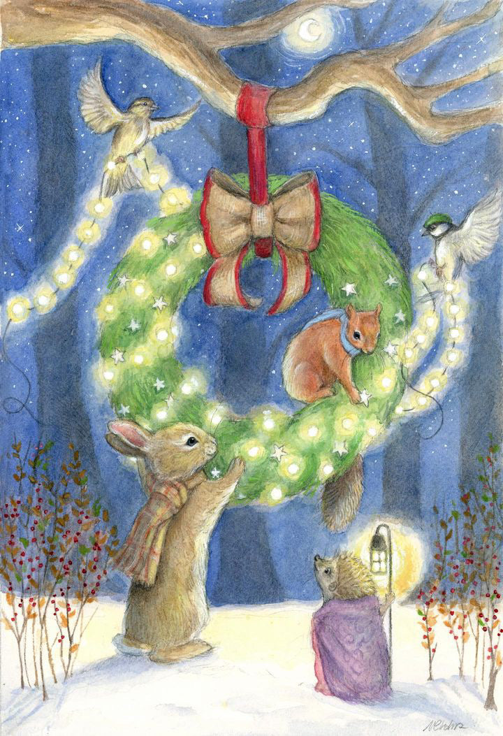 Merry & Bright - original watercolour by Natacha Chohra