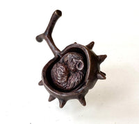 Bronze Miniature Sleeping Mouse in a Conker by David Meredith