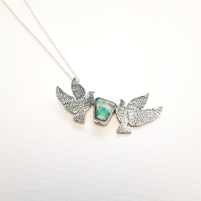 Doves Necklace with Opal by Chloe Romanos