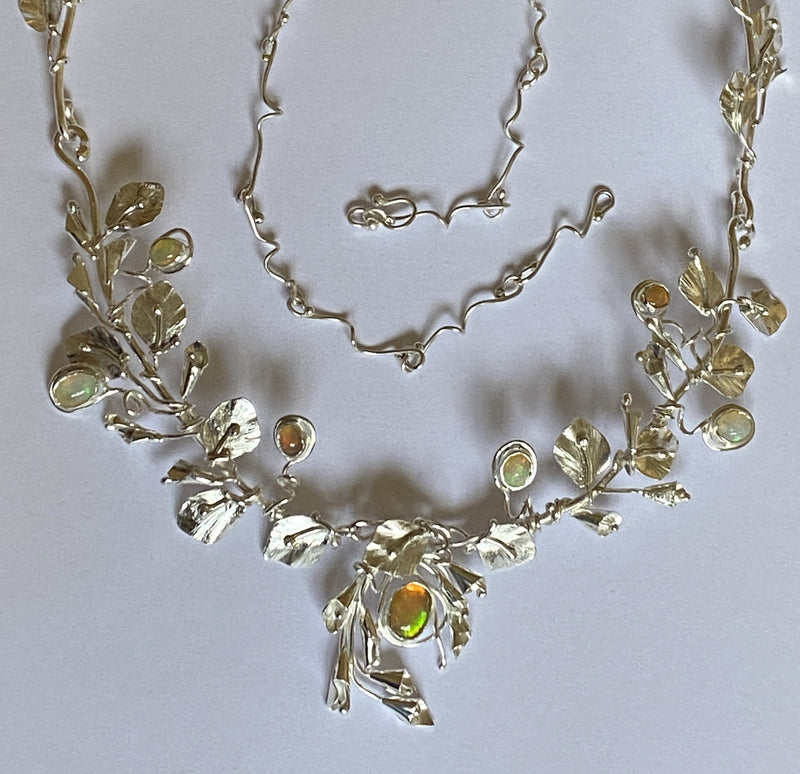 Enchanted Woodland Tiara / Necklace - silver with Ethiopian Opal (EB001) by Tsedey Roscoe