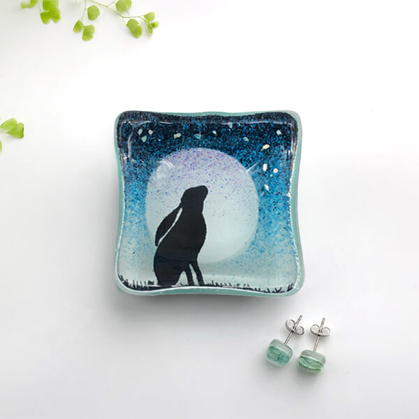 Glass Small Dish, Hare Design by Colette Halstead