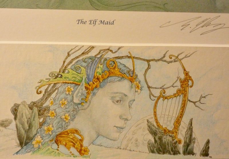 'The Elf Maid' - print with hand-drawn detailing on mount by Ed Org