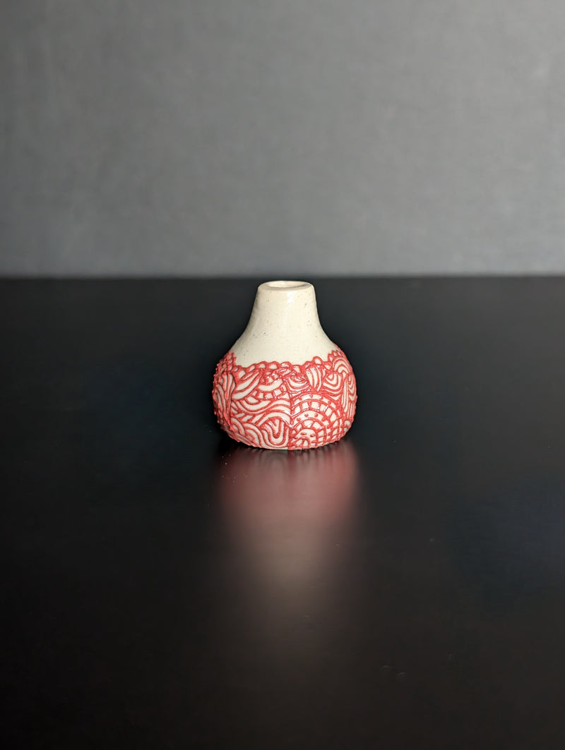 Red Half Slip Trail Mini Vase (HHC65) by Hannah Heys