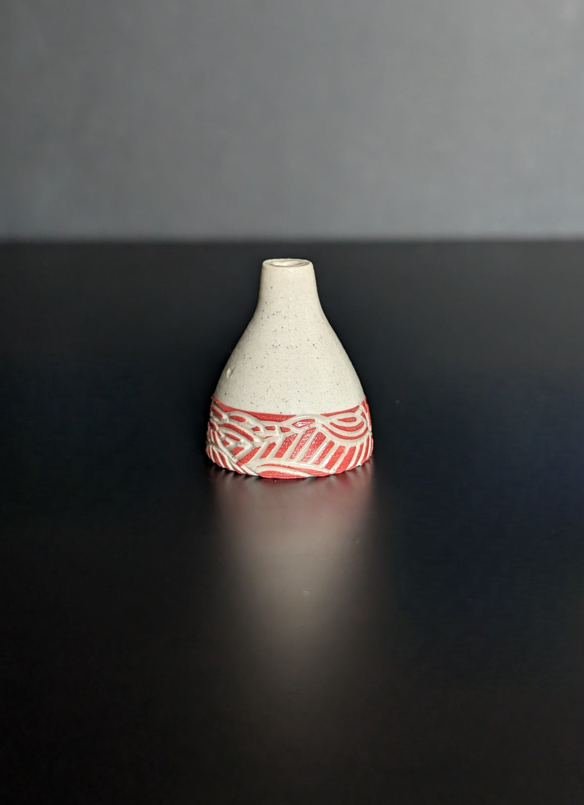 Red Half Sgraffito Mini Vase (HHC66) by Hannah Heys