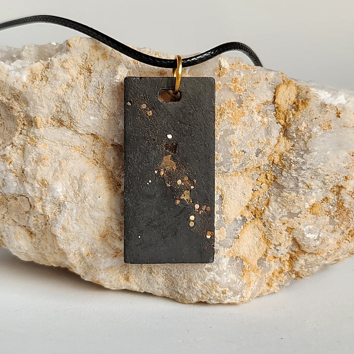 Concrete Pendant in Black with Gold Glitter by Heidi Fenn 