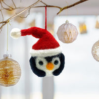 Penguin Christmas Bauble with Santa Hat
