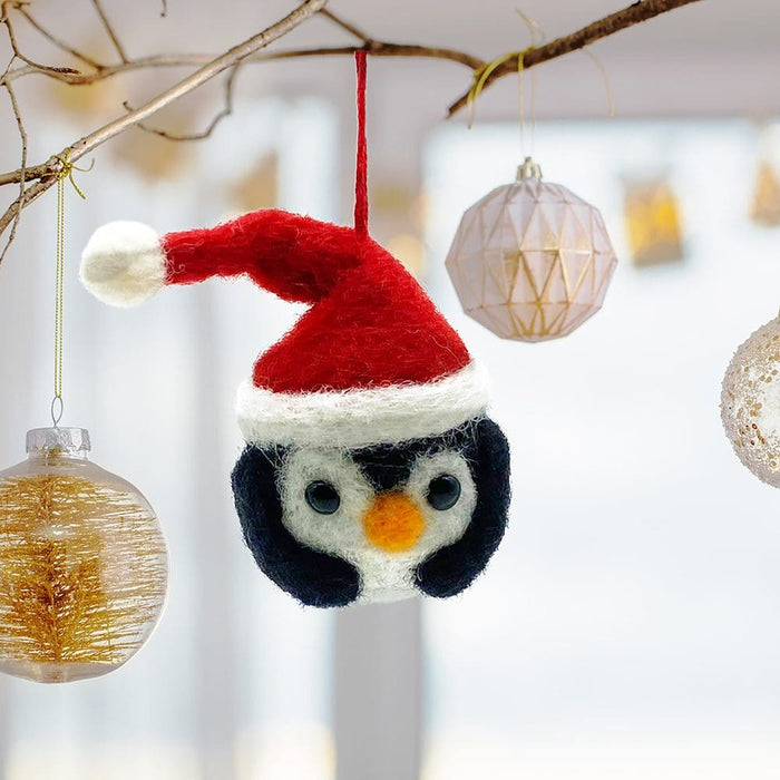 Penguin Christmas Bauble with Santa Hat